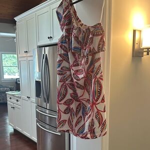 J. Crew One Shoulder Dress - Red and White